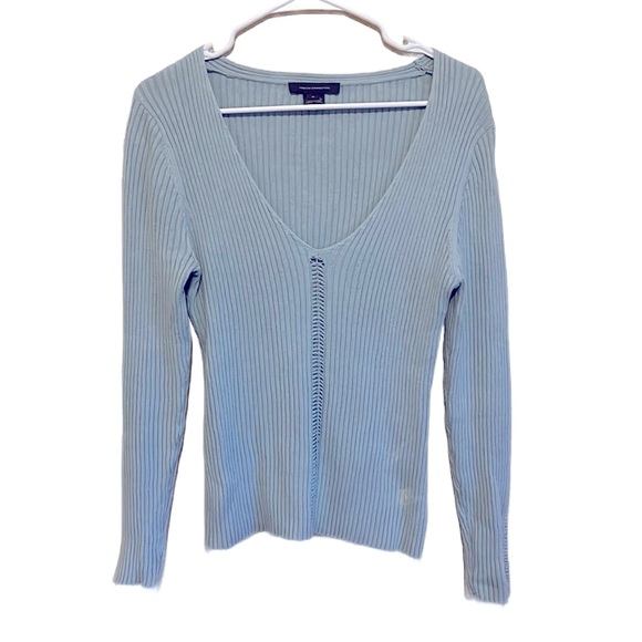 S French Connection Long Sleeve Knit Top Hole Design Knitted Sweater V Neck - Picture 3 of 9